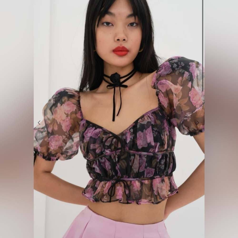 For Love and Lemons Top Size Small New With Tags Floral Feminine Flattering